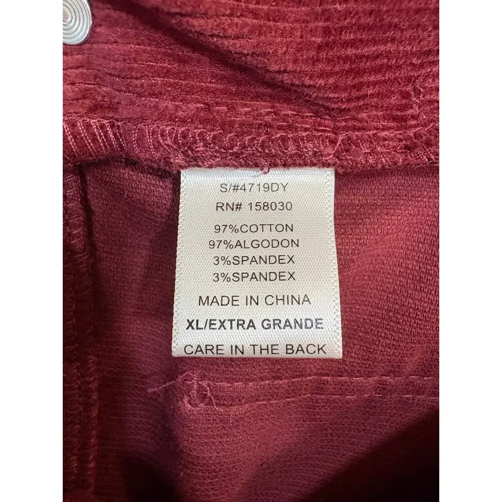 Love Tree Girls Burgundy Corduroy Overall Mini Dress Size XL